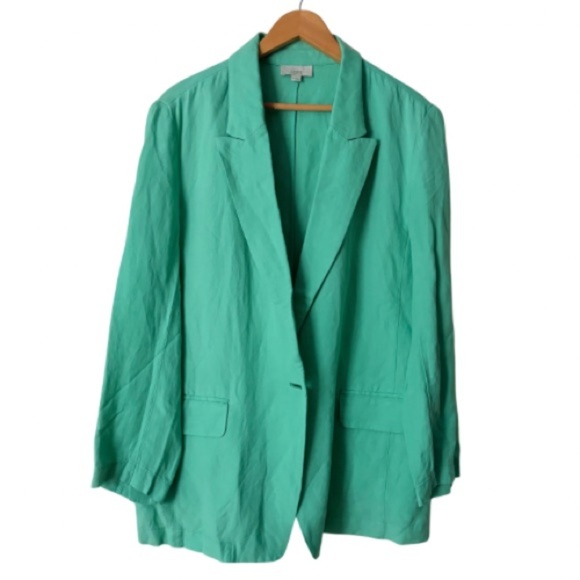 NWOT LOFT Mint Green One Button Open Long Blazer, XL - Picture 15 of 16